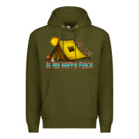 Army Green camping is my happy place Premium Hoodie - CowhideDigitalArt