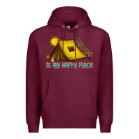 Burgundy camping is my happy place Premium Hoodie - CowhideDigitalArt