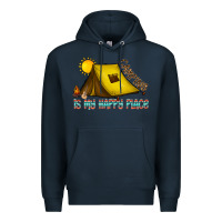 Navy camping is my happy place Premium Hoodie - CowhideDigitalArt