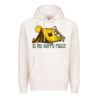 Pale Pink camping is my happy place Premium Hoodie - CowhideDigitalArt