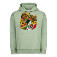 Pigment Oil Green mexico heart and sunflower Urban Hoodie - HRA Design Shop