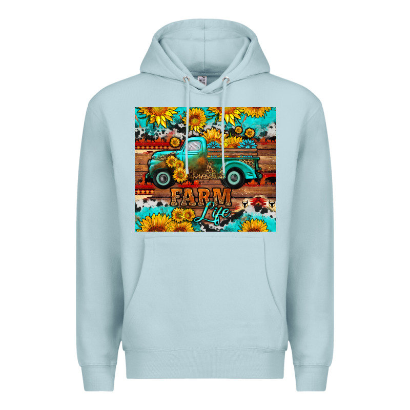 Western Farm Life Truck Sunflowers  Mousepad Premium Hoodie by HRA Design Shop | Teevron