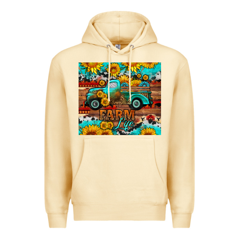 Western Farm Life Truck Sunflowers  Mousepad Premium Hoodie by HRA Design Shop | Teevron