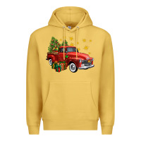 Antique Gold christmas truck Premium Hoodie - FaDigitalArtStudio