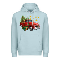 Blue Mist christmas truck Premium Hoodie - FaDigitalArtStudio