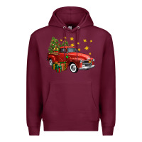 Burgundy christmas truck Premium Hoodie - FaDigitalArtStudio