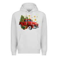Dove Grey christmas truck Premium Hoodie - FaDigitalArtStudio