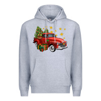 Heather Grey christmas truck Premium Hoodie - FaDigitalArtStudio