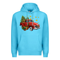 Ocean Blue christmas truck Premium Hoodie - FaDigitalArtStudio