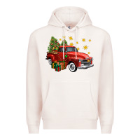 Pale Pink christmas truck Premium Hoodie - FaDigitalArtStudio