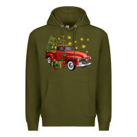 Army Green christmas truck Premium Hoodie - FaDigitalArtStudio