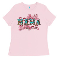 Bubblegum Pink mama with cherry blossoms Ladies Tee - Artiststas