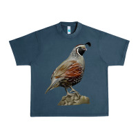Midnight Navy California Quail Bird Urban Heavy Tee - RanaPortraitStore