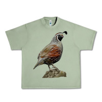 Oil Green California Quail Bird Urban Heavy Tee - RanaPortraitStore