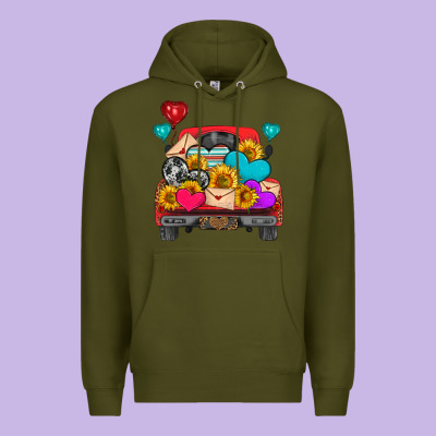 Western Truck With Heart Premium Hoodie Designed By Hra Design Shop