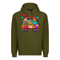 Army Green western truck with heart Premium Hoodie - HRA Design Shop