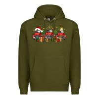 Army Green christmas trucks Premium Hoodie - FaDigitalArtStudio