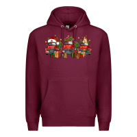 Burgundy christmas trucks Premium Hoodie - FaDigitalArtStudio