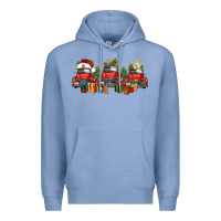 Colony Blue christmas trucks Premium Hoodie - FaDigitalArtStudio