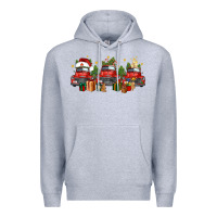 Heather Grey christmas trucks Premium Hoodie - FaDigitalArtStudio
