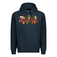 Navy christmas trucks Premium Hoodie - FaDigitalArtStudio