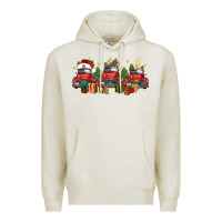 Oatmeal Heather christmas trucks Premium Hoodie - FaDigitalArtStudio