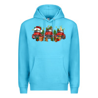 Ocean Blue christmas trucks Premium Hoodie - FaDigitalArtStudio