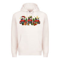 Pale Pink christmas trucks Premium Hoodie - FaDigitalArtStudio