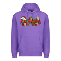 Purple christmas trucks Premium Hoodie - FaDigitalArtStudio
