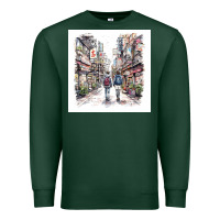 Sports Green Japan Street Premium Sweatshirt - Unal Design