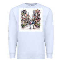 White Japan Street Premium Sweatshirt - Unal Design