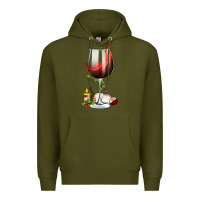 Army Green christmas wine glass Premium Hoodie - FaDigitalArtStudio