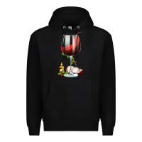 Black christmas wine glass Premium Hoodie - FaDigitalArtStudio