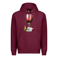 Burgundy christmas wine glass Premium Hoodie - FaDigitalArtStudio