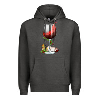 Charcoal Heather christmas wine glass Premium Hoodie - FaDigitalArtStudio