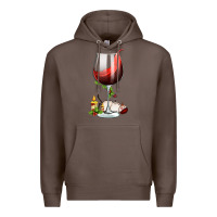 Coffee christmas wine glass Premium Hoodie - FaDigitalArtStudio
