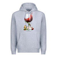 Heather Grey christmas wine glass Premium Hoodie - FaDigitalArtStudio
