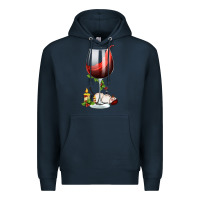 Navy christmas wine glass Premium Hoodie - FaDigitalArtStudio