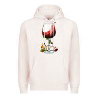 Pale Pink christmas wine glass Premium Hoodie - FaDigitalArtStudio
