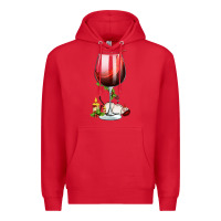 Red christmas wine glass Premium Hoodie - FaDigitalArtStudio