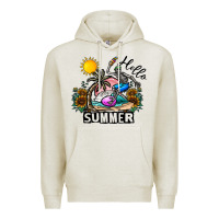 Oatmeal Heather hello summer Premium Hoodie - CowhideDigitalArt