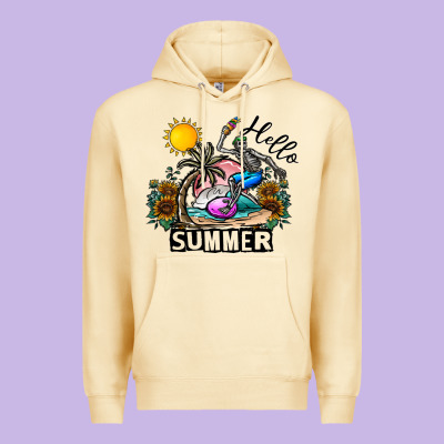 Hello Summer Premium Hoodie Designed By Cowhidedigitalart