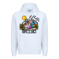 White hello summer Premium Hoodie - CowhideDigitalArt