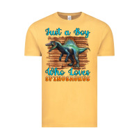 Vintage Mustard just a boy who loves baby spinosaurus Vintage Tee - Artiststas