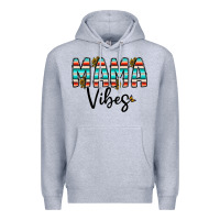 Heather Grey mama vibes Premium Hoodie - CowhideDigitalArt