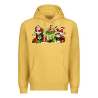 Antique Gold coffee cups with santa claus Premium Hoodie - FaDigitalArtStudio