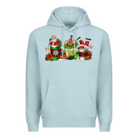 Blue Mist coffee cups with santa claus Premium Hoodie - FaDigitalArtStudio