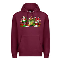 Burgundy coffee cups with santa claus Premium Hoodie - FaDigitalArtStudio