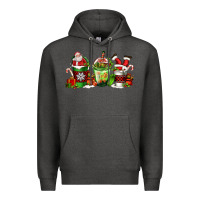 Charcoal Heather coffee cups with santa claus Premium Hoodie - FaDigitalArtStudio