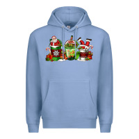 Colony Blue coffee cups with santa claus Premium Hoodie - FaDigitalArtStudio